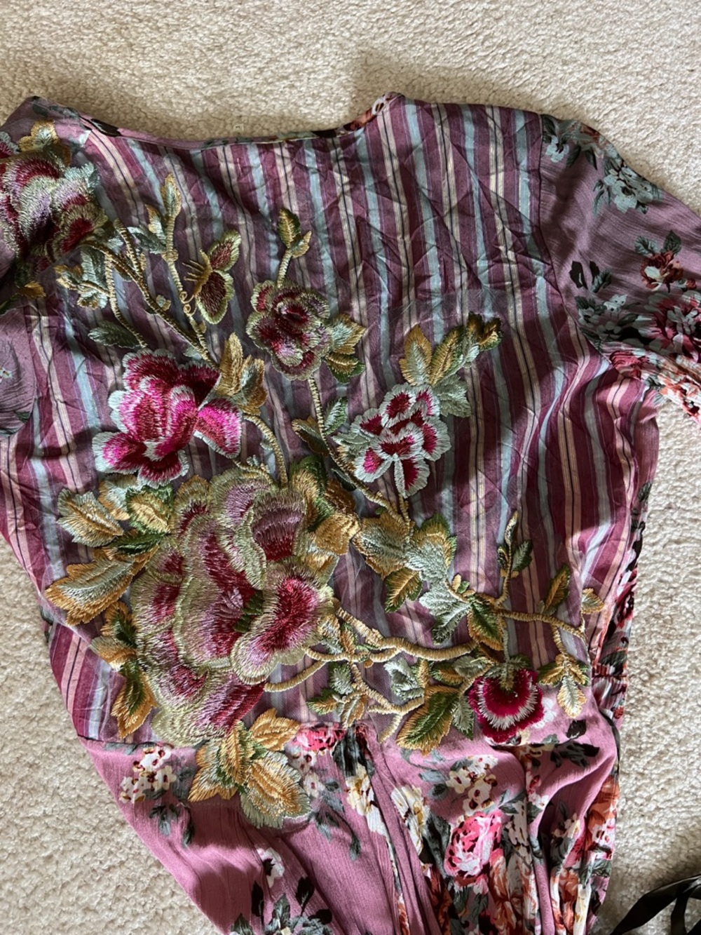 Aratta Silent Journey Floral Wrap Maxi Dress in Mauve Pink with Waist Tie - Picture 11 of 15